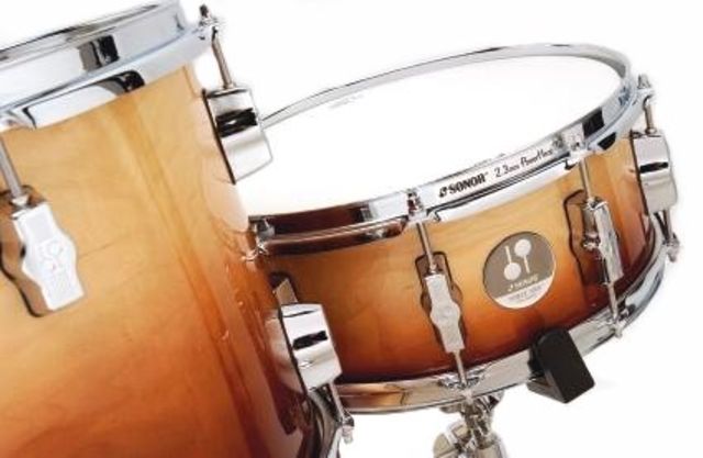 blank The snare and bass drums are particularly well endowed, with 10 of Sonor’s distinctive lugs ensuring unsurpassed tuning control